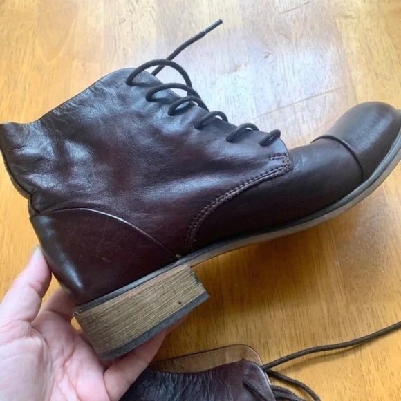 Creator Ankle Leather Booties Boho Chic Brown Lace Up Boots Shoes, Size 38 - Picture 4 of 9